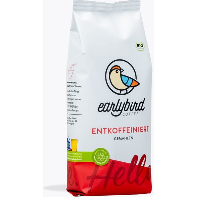 earlybird coffee cafeïnevrij bio 250g gemalen
