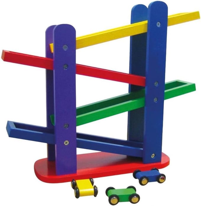 Bino Autobaan Ramp Races Junior 28 X 32 X 10 Cm Hout 5-delig