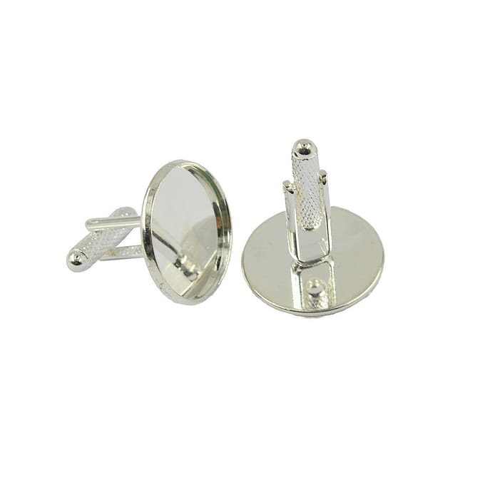 6 pièces boutons de manchette ronds paramètres Base pour bricolage Cabochon bijoux argent 20mm argenté