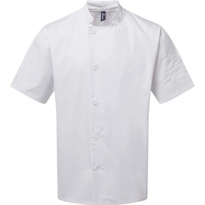 Premier Volwassenen Unisex Essential Short Sleeve Chefs Jacket (Wit)