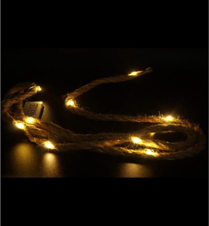 Stern Fabrik touwverlichting - jute - 10 LED lampjes - warm wit - 150 cm - lichtsnoer
