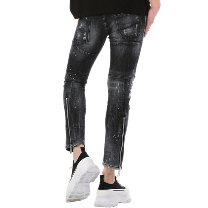 Dsquared2 Tidy Biker Jean Zwarte Destroyed Denim Jeans