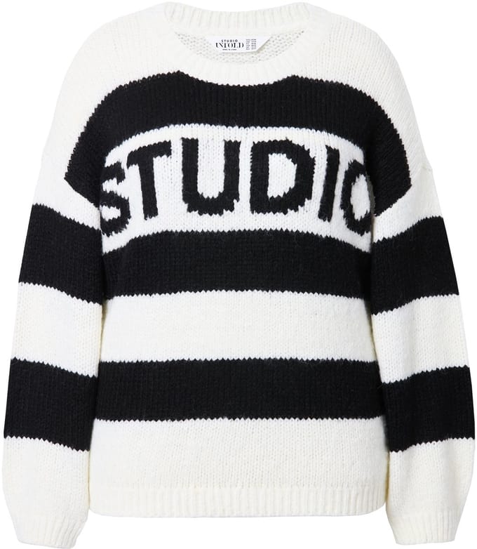 Studio Untold - Dames - Trui oversized blokstrepen statement - Zwart - Maat 54+