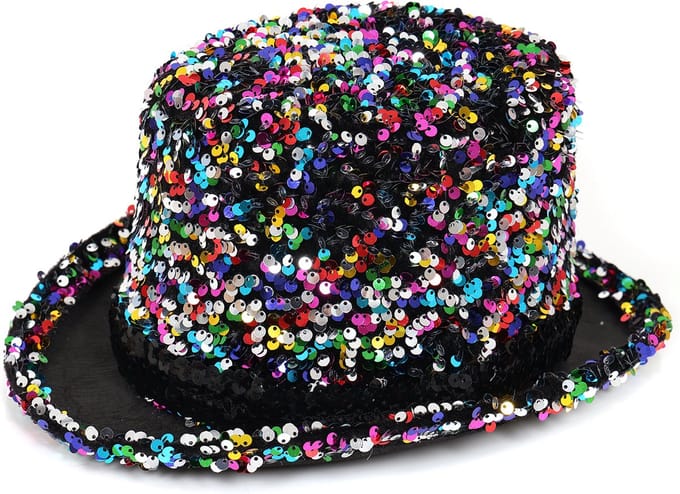Hoge Hoed - Pailletten - Multicolor - One Size - Volwassenen - Unisex
