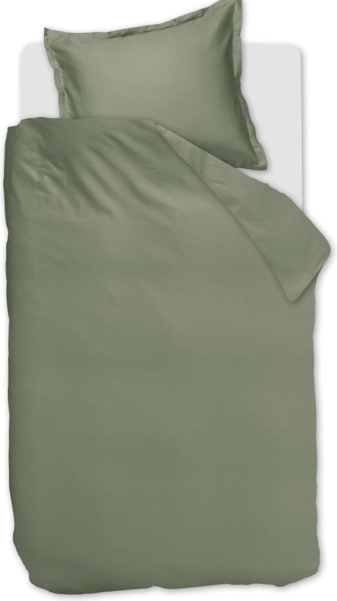 Ambiante Satin Uni dekbedovertrek - Eenpersoons - 140x200/220 - Groen