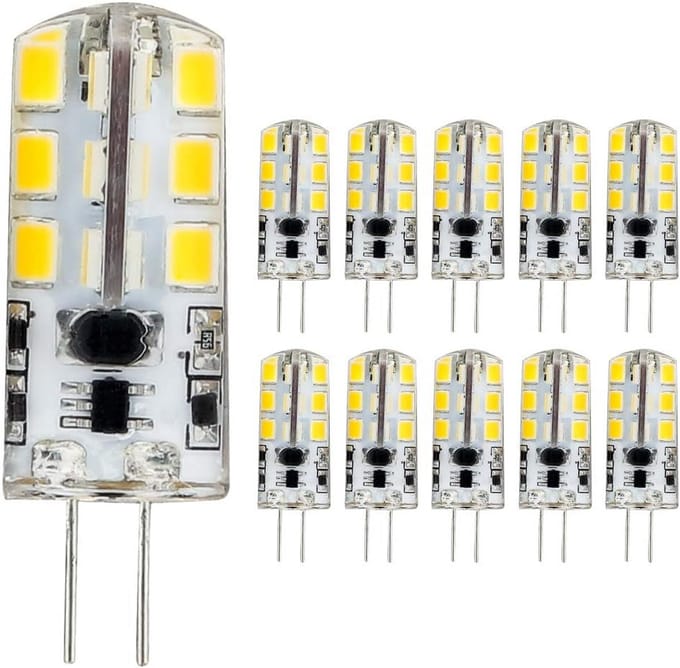 10x G4 LED Lamp 3.5W 12V Dimbaar?, Warm Wit, 24 SMD LED's, 360 Graden Straling