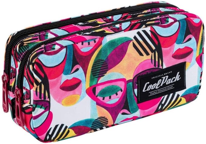 SnelShoppen - Coolpack Pennenetui Primo CINCO, meerkleurig, duurzaam polyester, 2 ruime compartimenten, schoolspullen, accessoires, waterafstotend, ki