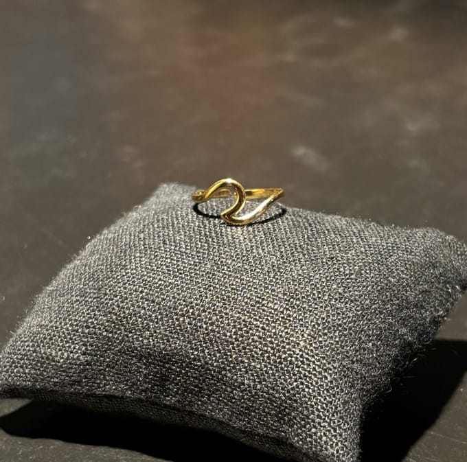 Goudkleurige No-Fade Waterproof Beach Wave Ring - Verstelbaar - 316L RVS
