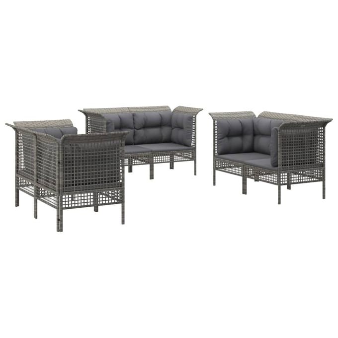 vidaXL - 6-delige - Loungeset - met - kussens - poly - rattan - grijs