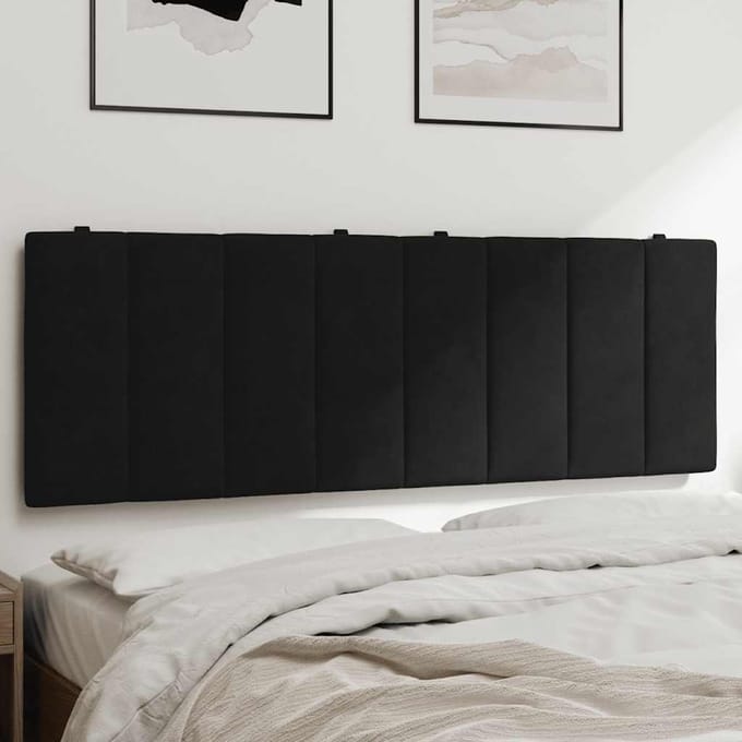 vidaXL - Hoofdbordkussen - "Hanko" - 140 - cm - fluweel - zwart