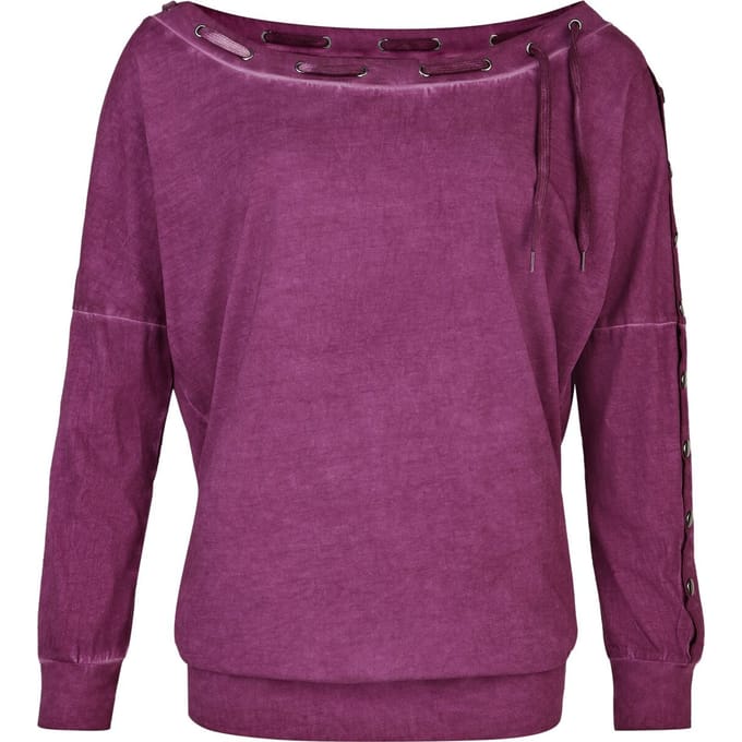 R.E.D. Rock-Engineered Design paarse overhemd met lange mouwen en oliewash - Dames - XXL