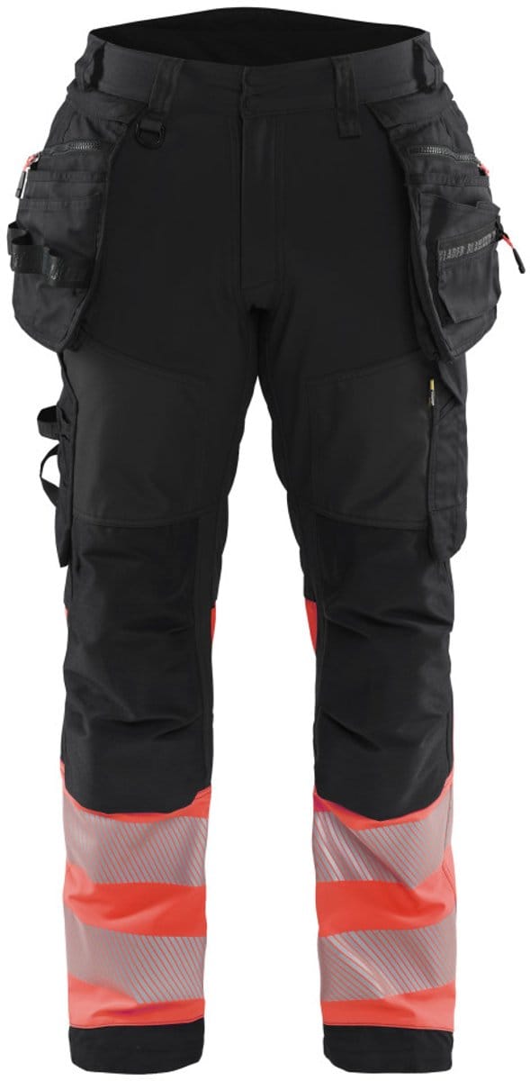 Blaklader 1821-2513 Softshell Werkbroek High Vis - Zwart/High Vis Rood - C148