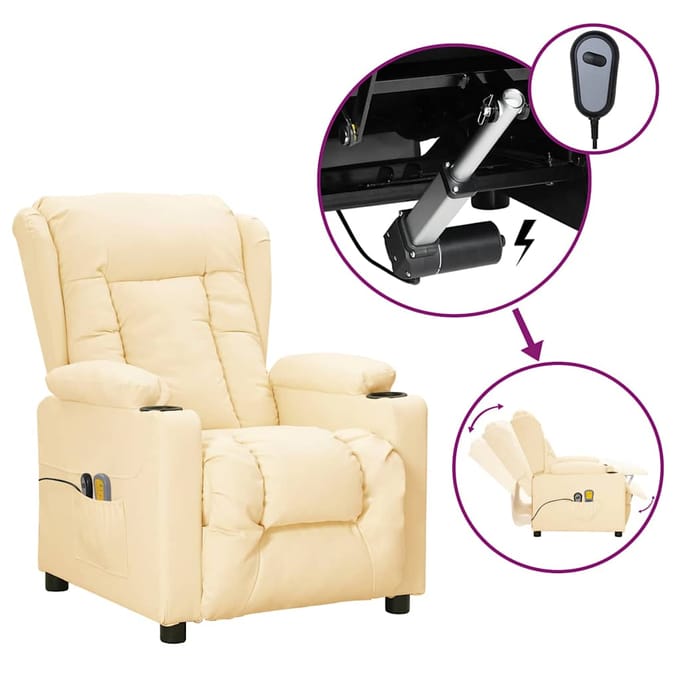 vidaXL - Massagestoel - elektrisch - kunstleer - crèmekleurig