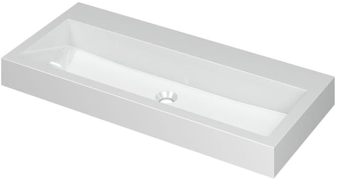 INK Momento Wastafel Polystone Zonder Kraangat - 1000x450x90 mm - Glans Wit