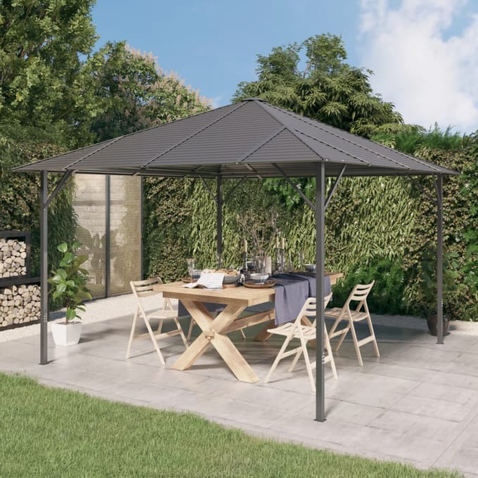 vidaXL - Prieel - met - dak - 3x3 - m - antracietkleurig