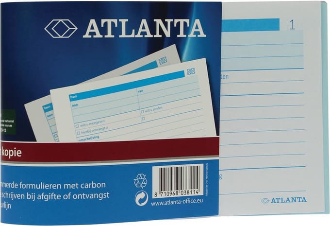 Bonboekje djois atl met 2 kopieën carbon a6 wt | 5 stuks