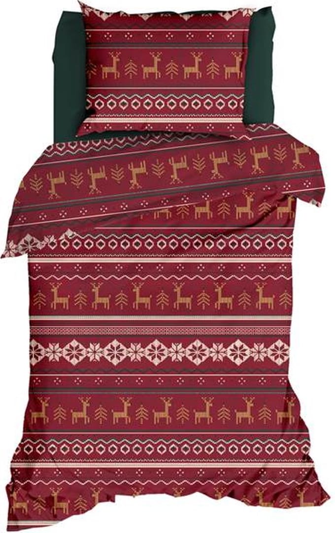 Romanette Noelle Dekbedovertrek - Eenpersoons - 140x200/220 cm - Rood
