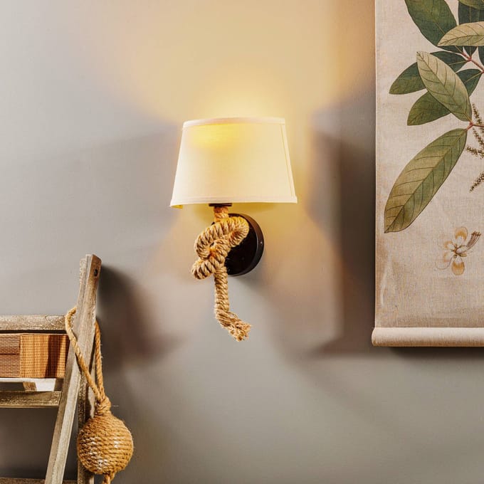 ONLI Wandlamp Corda met textiel kap en touw decor