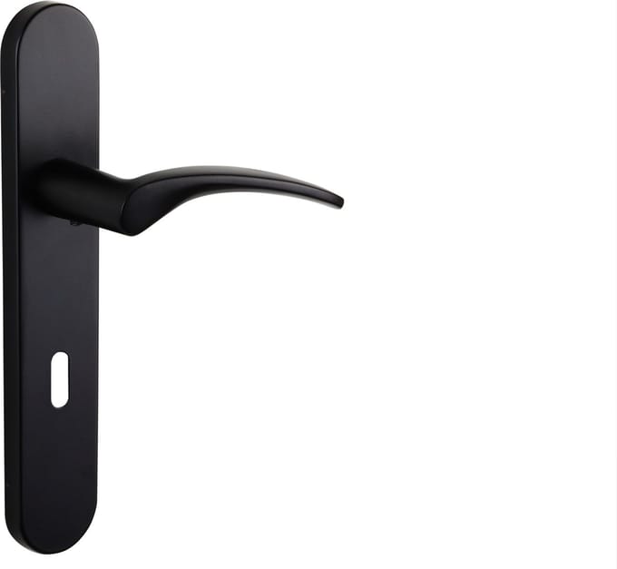 Lavuzo deurkruk Lodini Zwart met afgerond schild SL72 | Per set | Luxe deurbeslag | Deurklink met schild