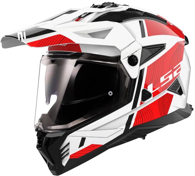 LS2 MX702 Pioneer II Hill Wit Rood Adventure Helm - Helm