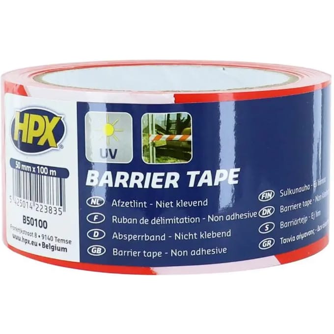 HPX afzetlint Rood/wit 50mmx100m