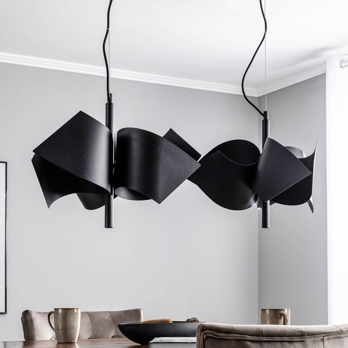 Lucande - hanglamp - 6lichts - Staal - H: 35 cm - E14 - zandzwart
