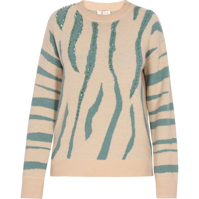 IZIA Jumper Dames beige turkoois