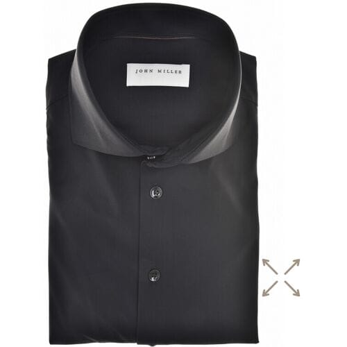 John Miller Overhemd Uni Color Dynamic Stretch Zwart / male
