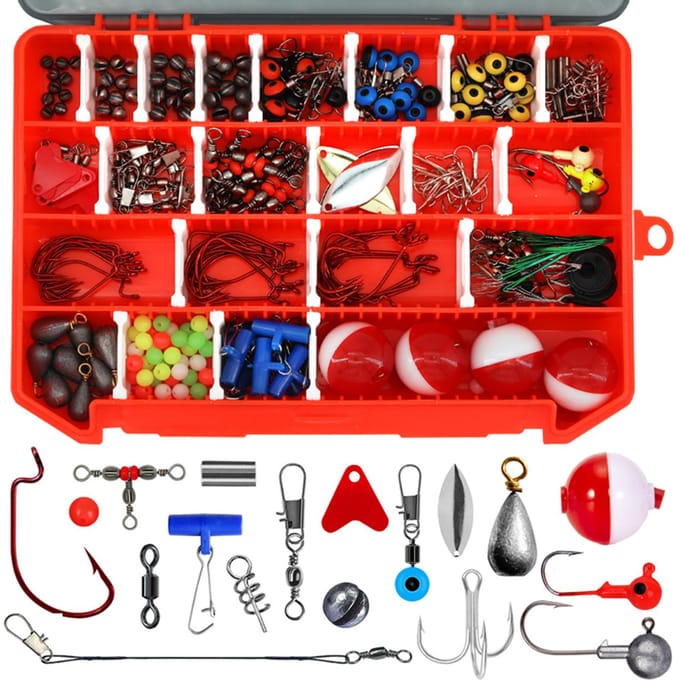 263pcs Visaccessoires Kit Visgerei Kit Wartels Haken Split Shots Vistuig voor 263pcs red