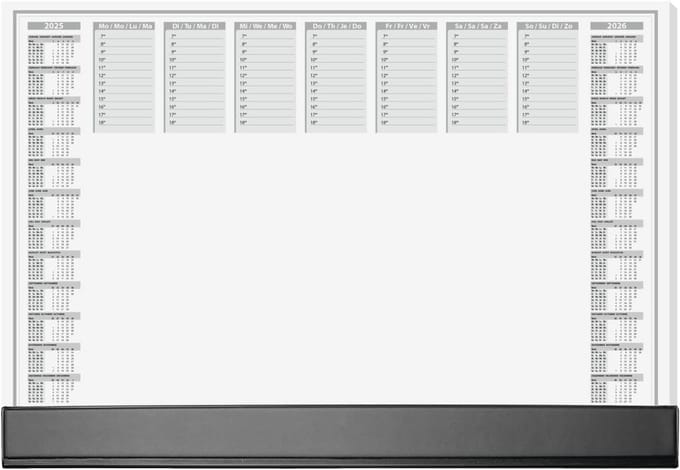Papieren Bureauonderlegger - Schrijfonderlegger Kalender - Bureau Organiseren - 2 Jaar Overzicht - A2 Formaat - Zwart Wit
