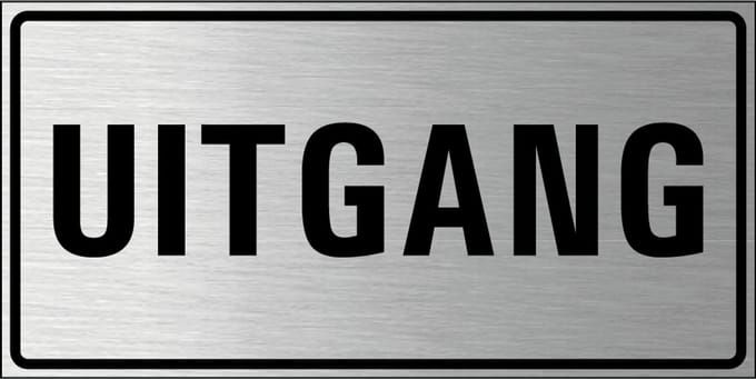Uitgang bord met tekst, geborsteld aluminium 400 x 200 mm