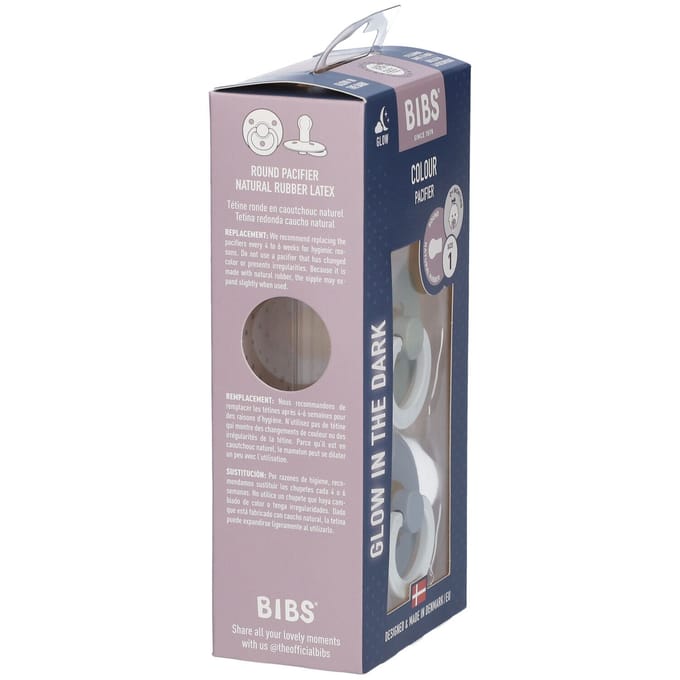 BIBS Colour Glow Fopspeen - 0-6 mnd - 2-pack - Rond - Sage/Cloud