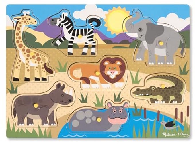 Houten Safari Knoppuzzel voor Kinderen