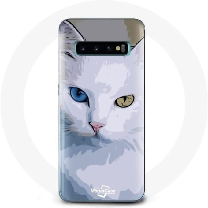 Coque pour Samsung Galaxy S10 Plus Turc de van Chat oeil bleu et oeil jaune