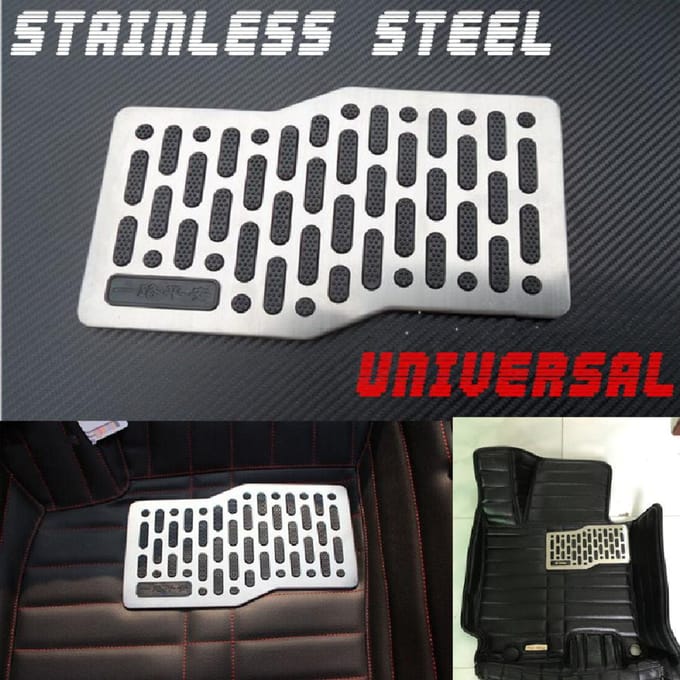 RVS Auto Vloermat Hielplaat Voetsteun Pedaal Pad Antislip gray
