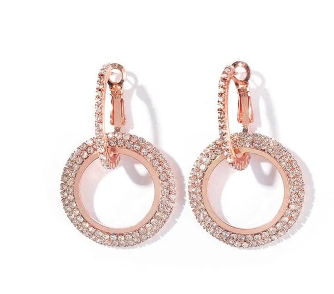 Rondjes oorhangers met steentjes | rose gekleurd