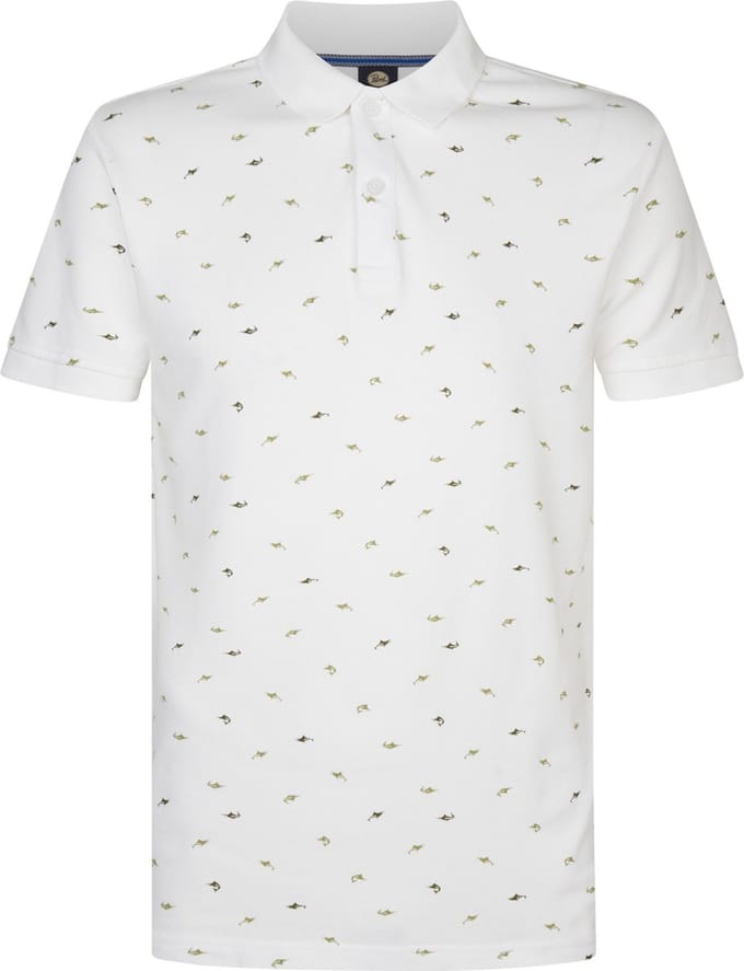 Petrol Industries - Heren All-over Print Polo Palmview - Wit - Maat M