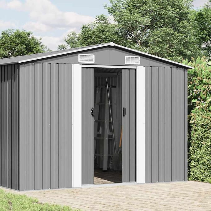 vidaXL - Tuinschuur - 257x489x181 - cm - metaal - grijs