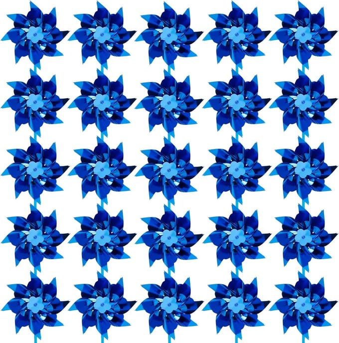 Pinwheels Set - Windmolens Decoratie - Tuin Versieren - Handgemaakt Ontwerp - 50 Stuks - Blauw
