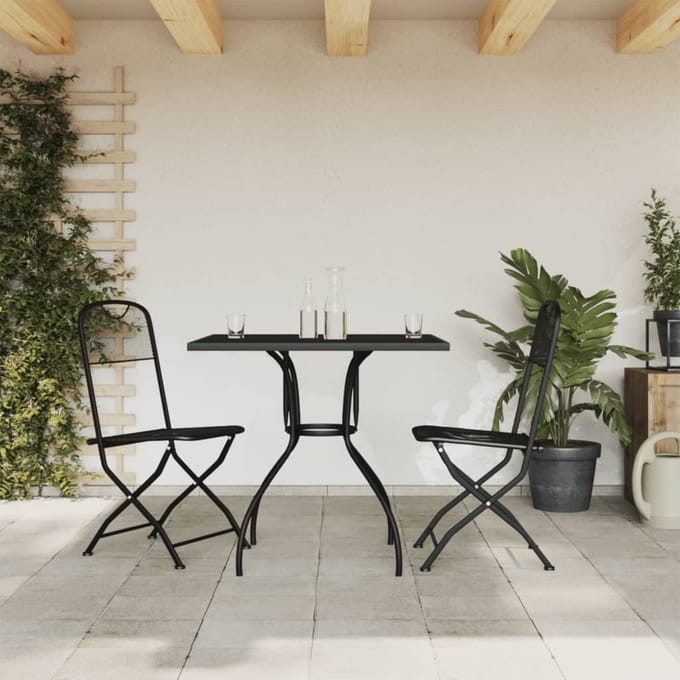 vidaXL - 3-delige - Tuinset - metaal - gaas - antracietkleurig