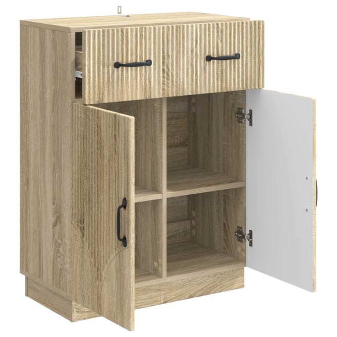 vidaXL - Dressoir - met - lade - Sonoma - Eiken - 66 - x - 34,5 - x - 87 - cm - Bewerkt - hout