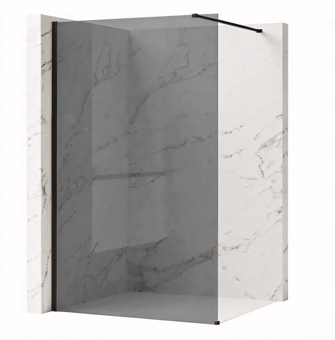 Rea Flexi Grey 80 - Gehard Glas 8 Mm (Grijs) - Douchewand - Zwart120X80X195Cm