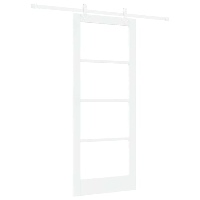 vidaXL - Schuifdeur - 83 - x - 202 - cm - Massief - grenenhout - en - glas - Wit