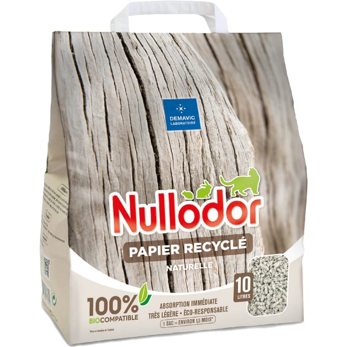 Dubbelpak 2x10l Nullodor Kattenbakvulling Papier Recyclé Kat