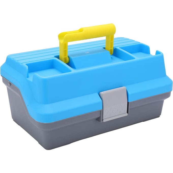 Visuitrusting Doos Draagbare ABS Drie Laags Visgerei Opbergdoos met Ergonomisch Handvat blue