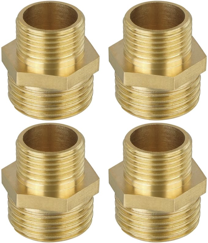 Allecto - Messing Reducer Nipple - 1/2 inch naar 3/8 inch - 4 Stuks
