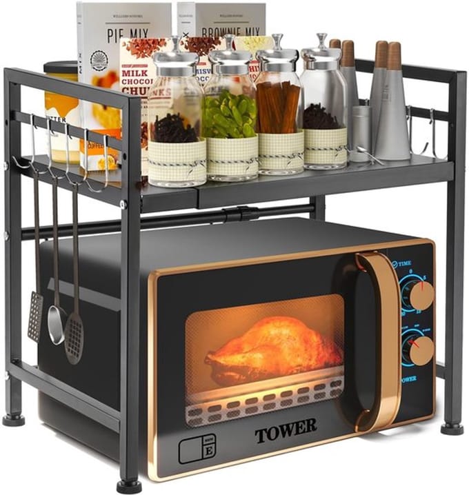 Zeynomax - Magnetronrek - Keuken Organizer - Verstelbare Hoogte - Zwart