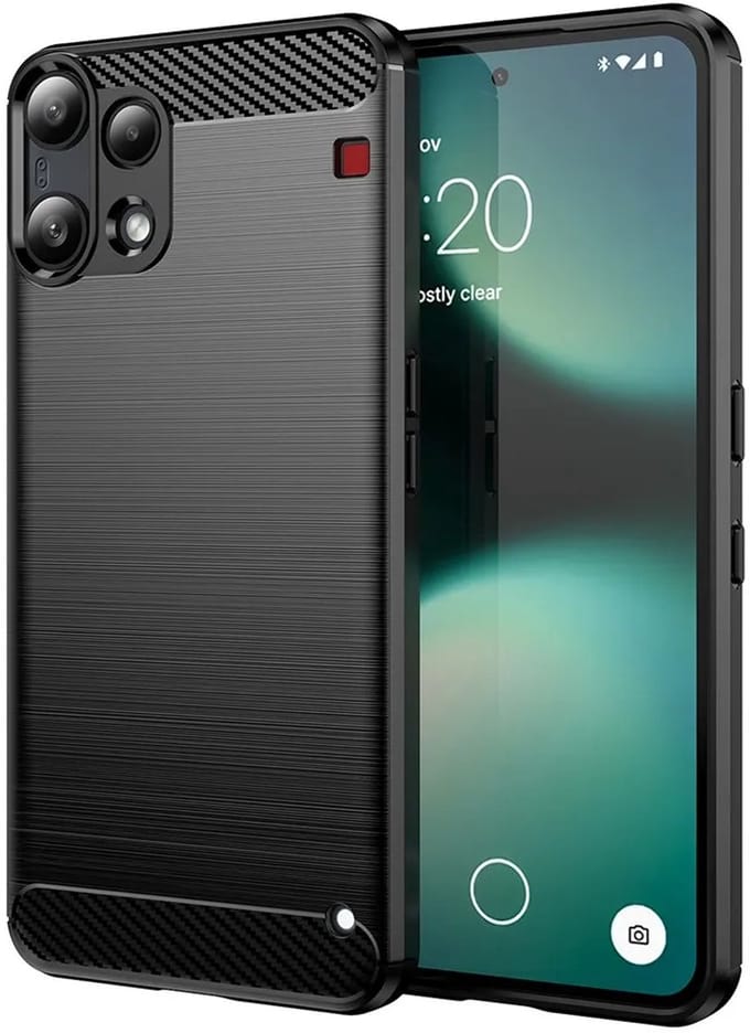 Hoesje geschikt voor Nothing Phone (3a) Lite - Techsuit Carbon Silicone Back Cover - Zwart
