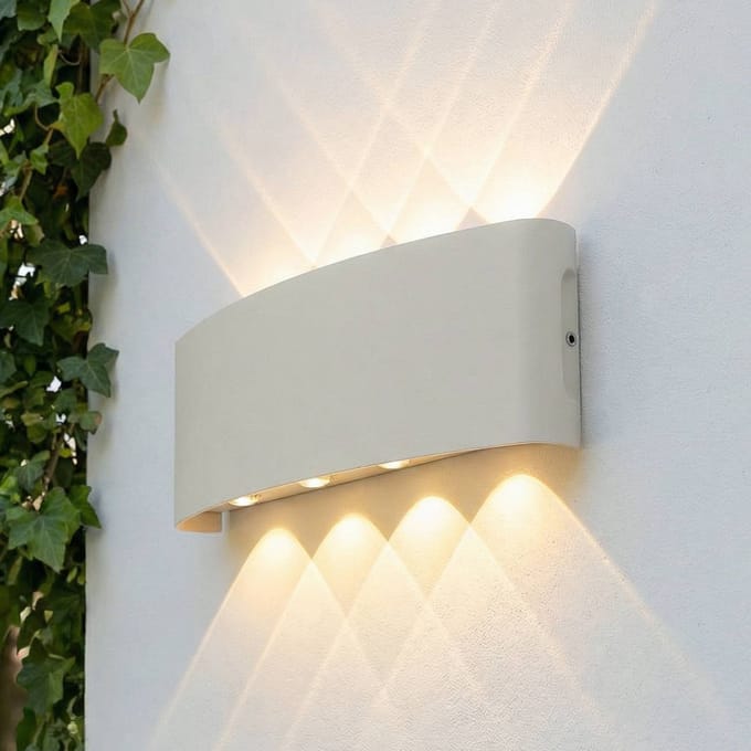 Lindby LED buiten wandlamp Ithan, 5-lamps, wit, 27 cm