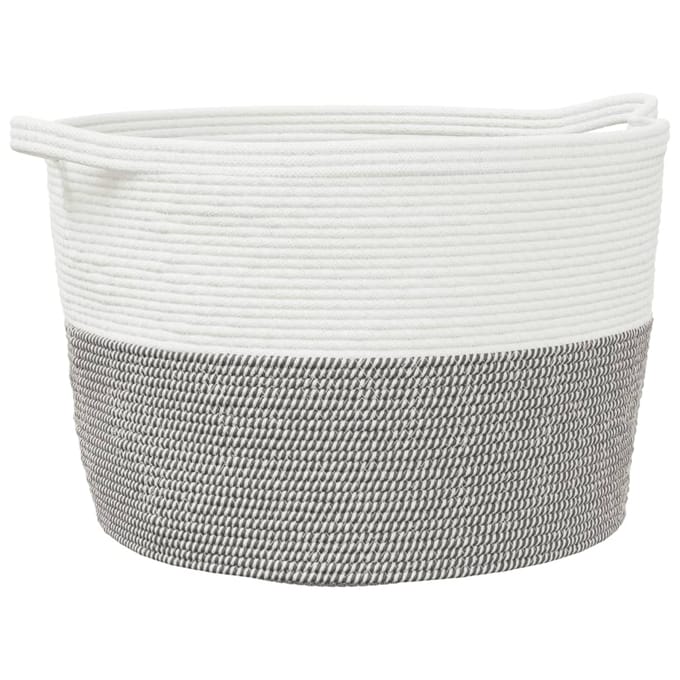 vidaXL - Wasmand - Ø - 60x36 - cm - katoen - grijs - en - wit
